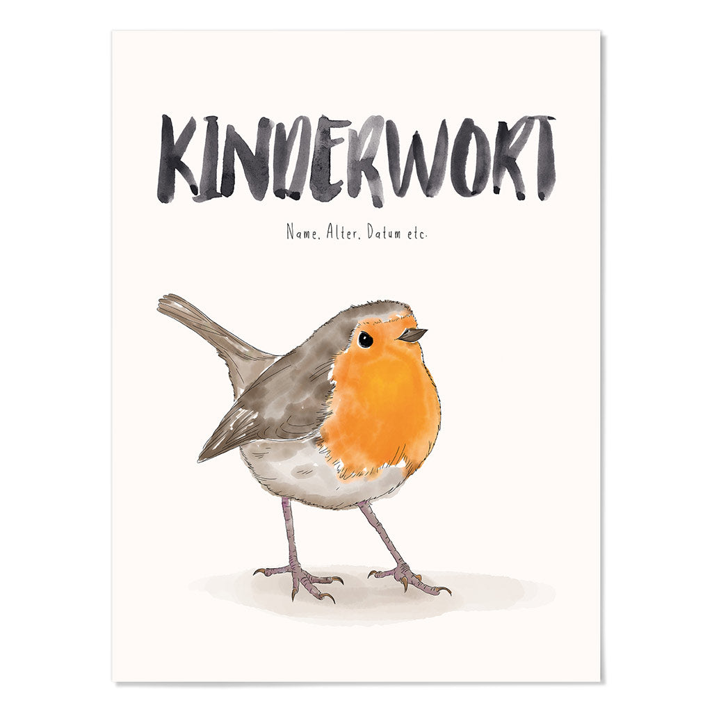 Kindermundposter Vogel – personalisiertes Poster mit Kinderwort für Eltern