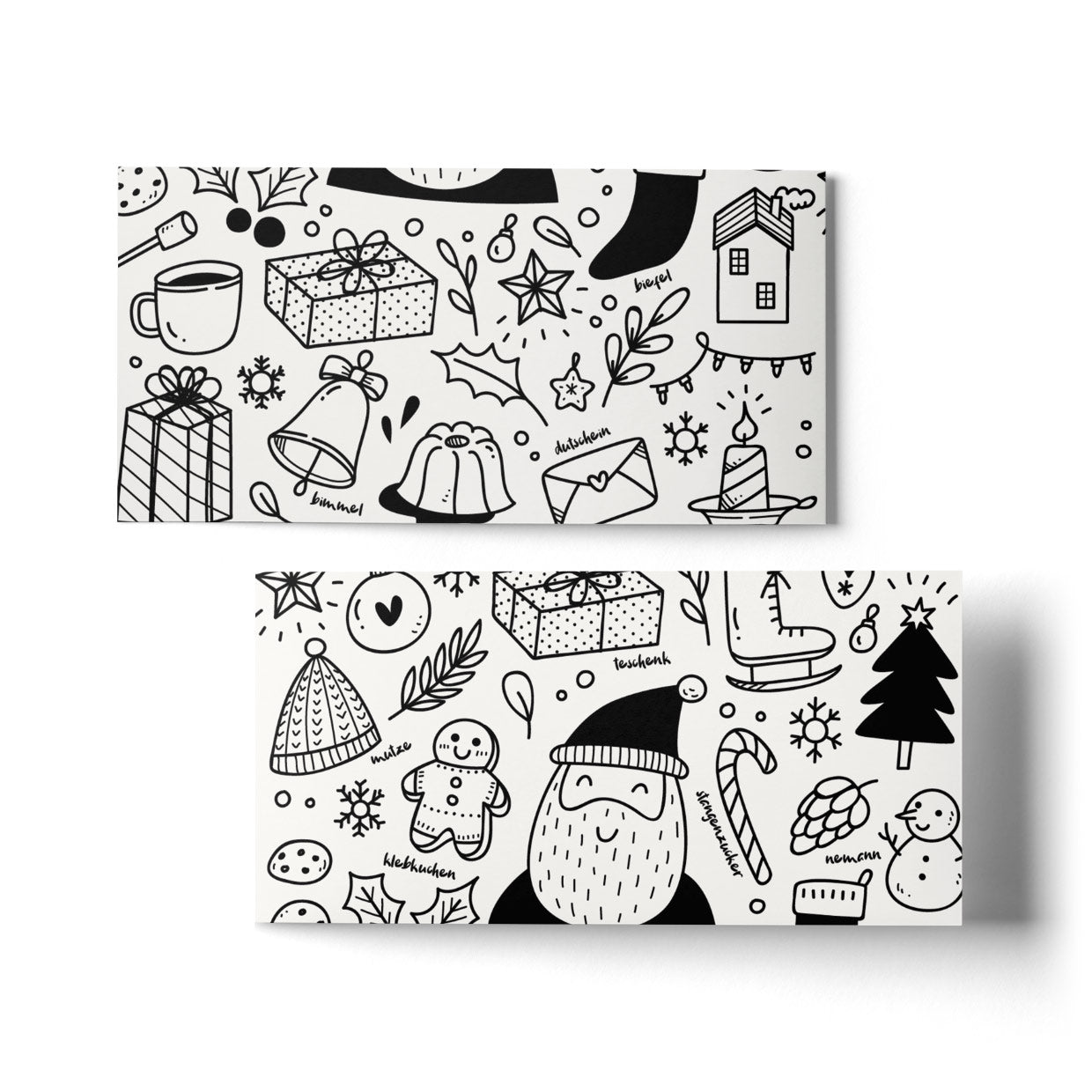 Vorder- und Rückseite der weihnachtlichen Gutscheinkarte