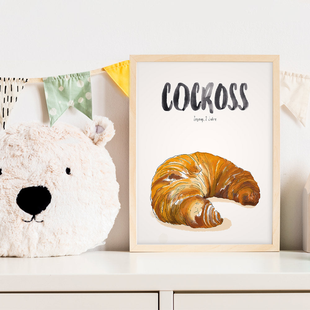 Kindermundposter Croissant im Kinderzimmer – personalisiertes Poster als Dekoration und Geschenk