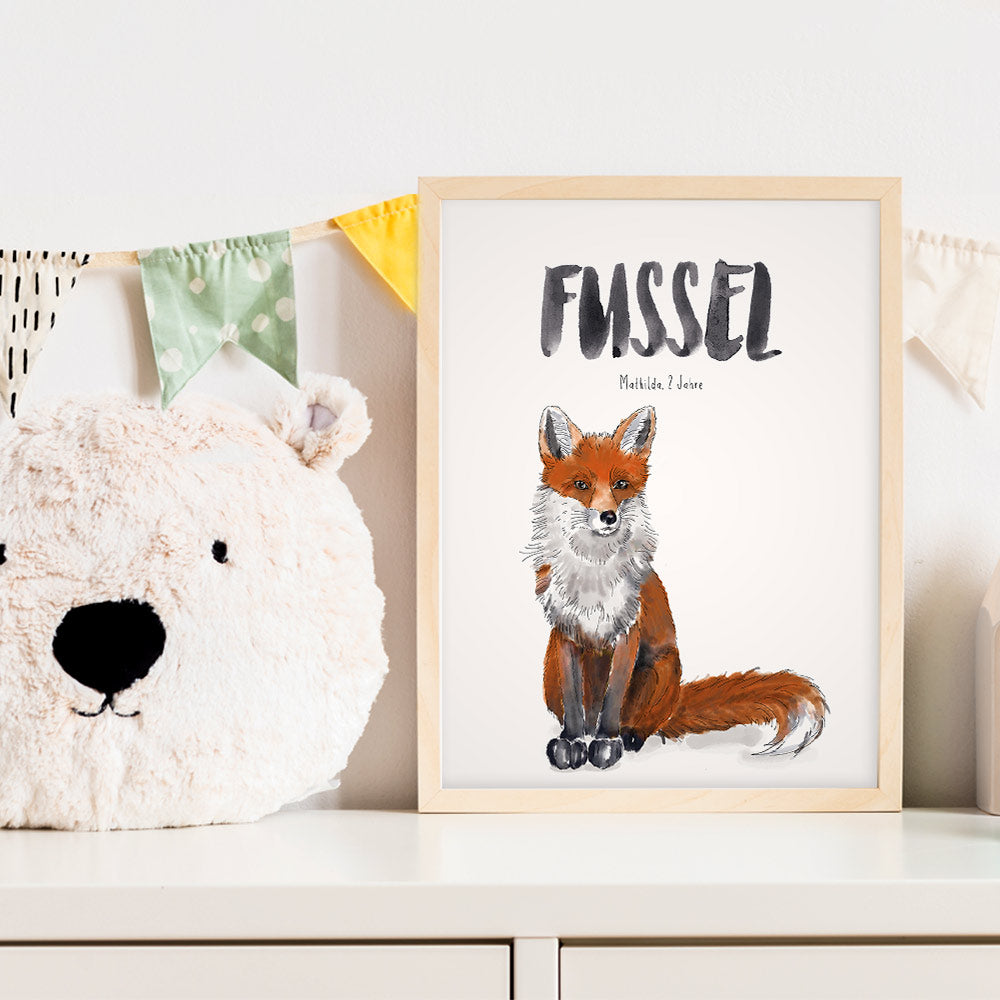 Kindermundposter Fuchs im Kinderzimmer – personalisiertes Poster als Dekoration und Geschenk