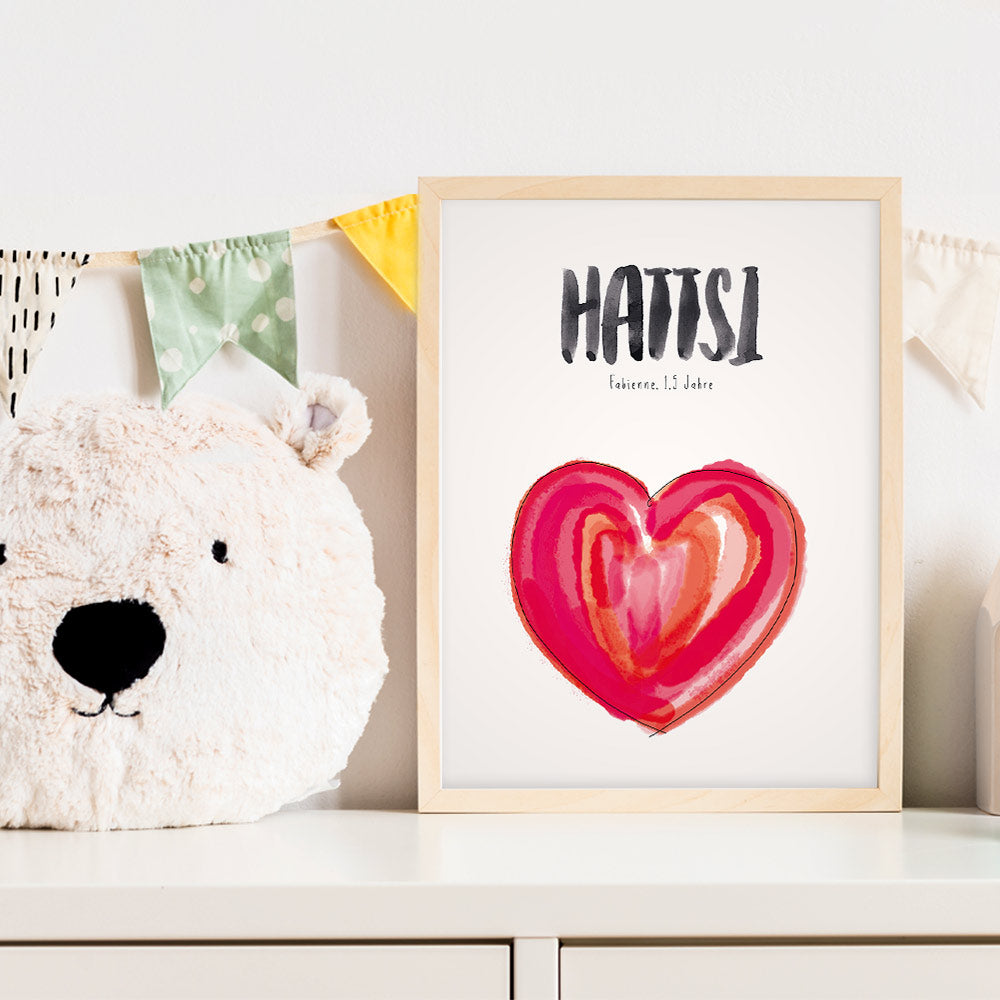 Kindermundposter Herz im Kinderzimmer – personalisiertes Poster als Dekoration und Geschenk