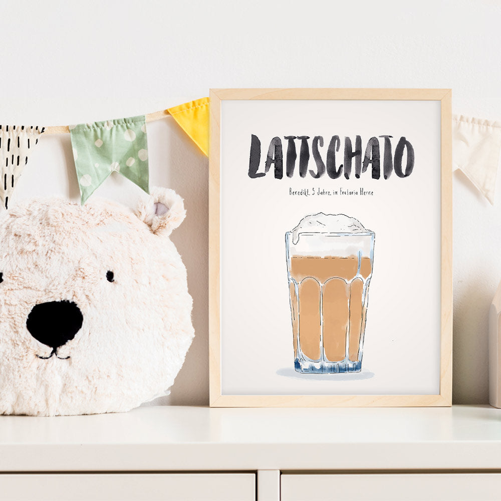 Kindermundposter Latte Macchiato im Kinderzimmer – personalisiertes Poster als Dekoration und Geschenk