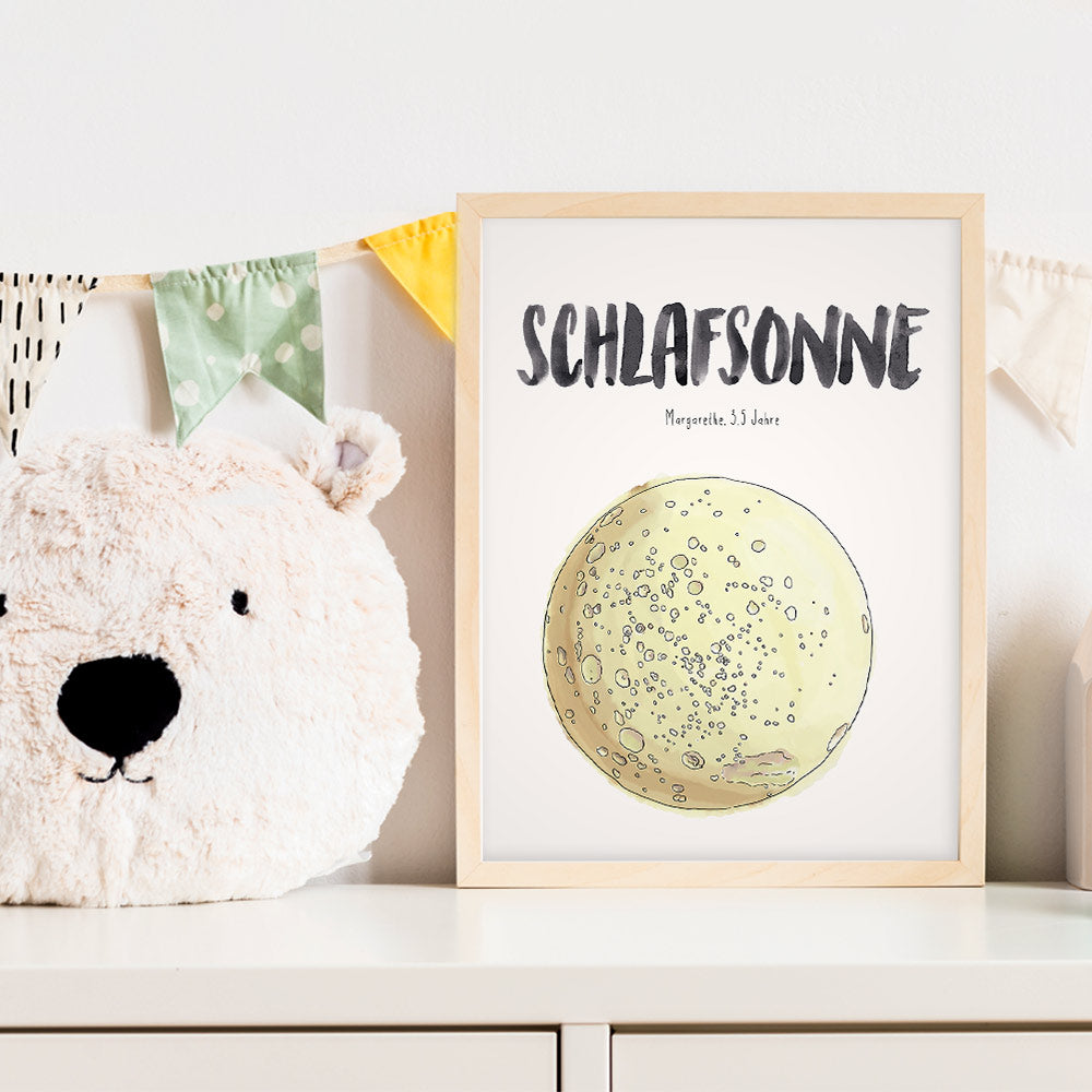 Kindermundposter Mond im Kinderzimmer – personalisiertes Poster als Dekoration und Geschenk