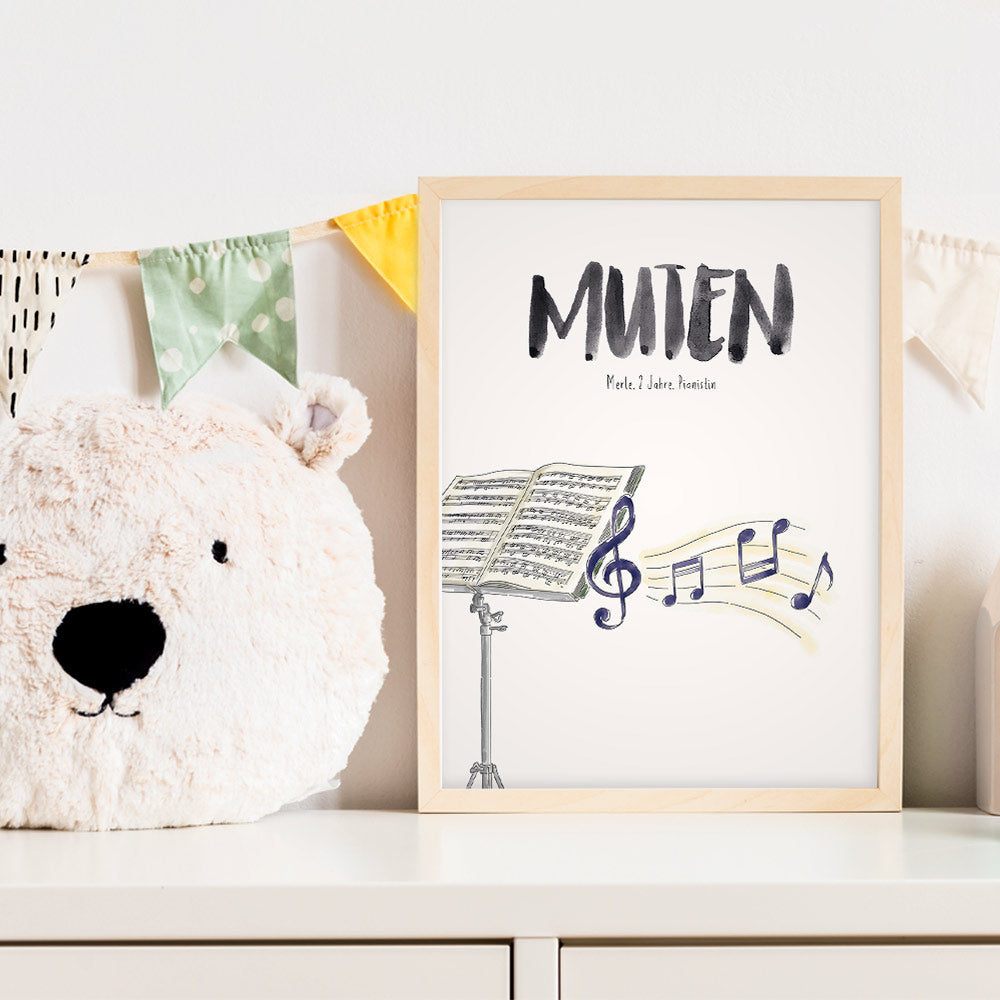 Kindermundposter Noten im Kinderzimmer – personalisiertes Poster als Dekoration und Geschenk