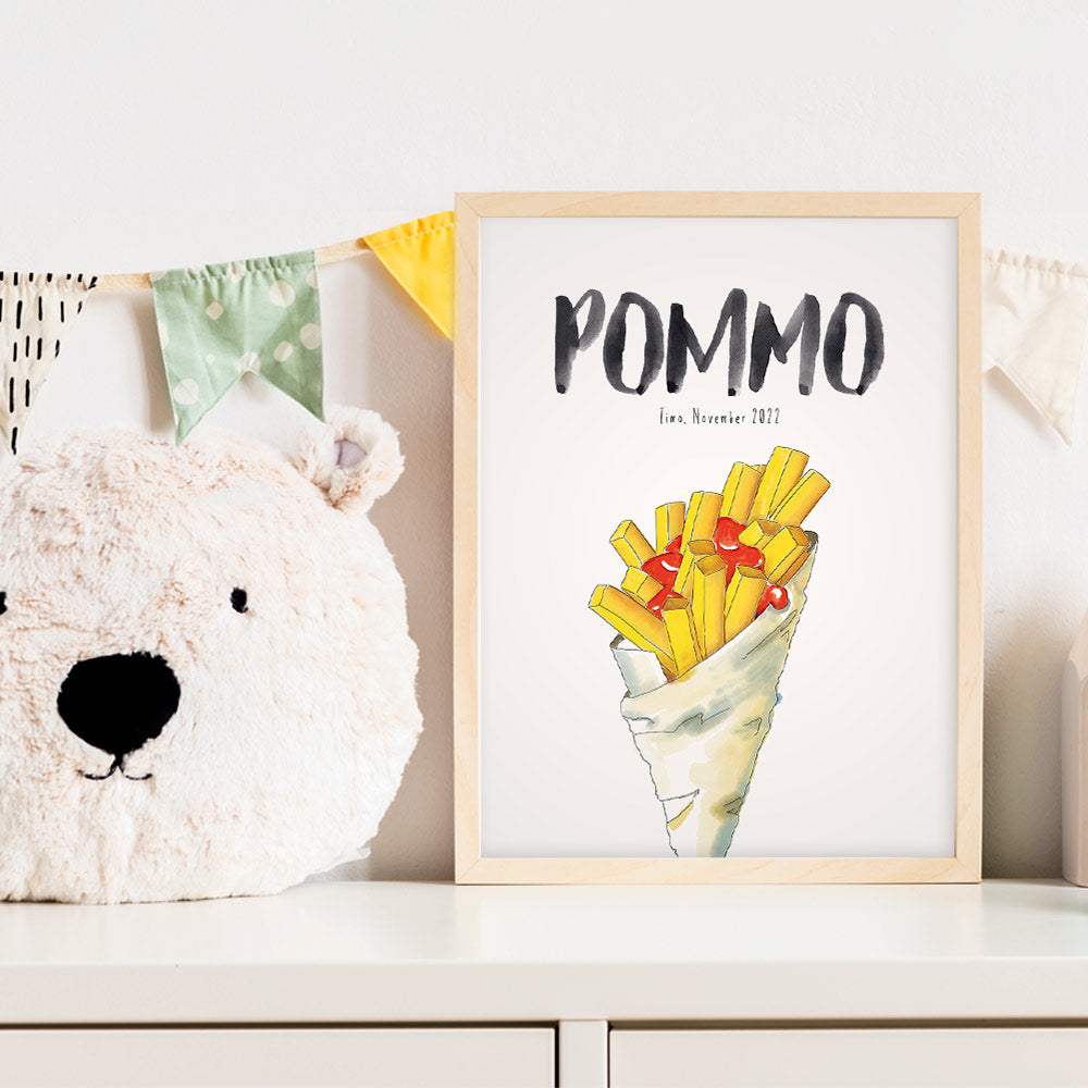 Kindermundposter XPommes Ketchup im Kinderzimmer – personalisiertes Poster als Dekoration und Geschenk