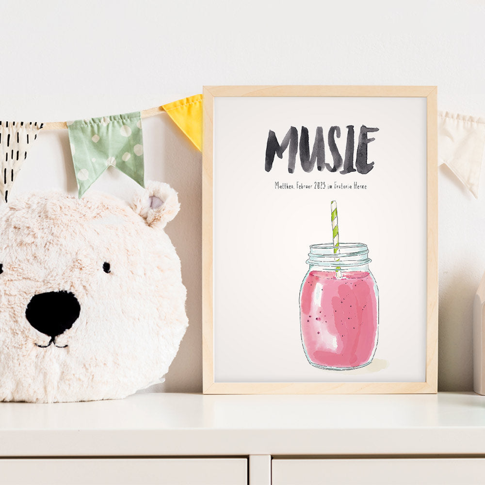 Kindermundposter Smoothie im Kinderzimmer – personalisiertes Poster als Dekoration und Geschenk