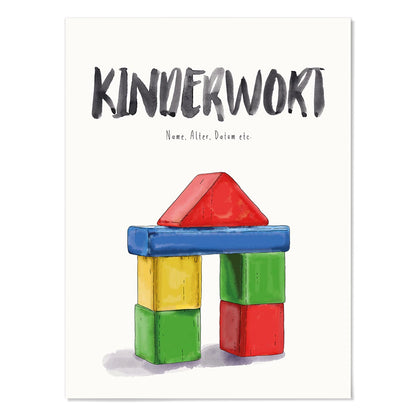 Kindermundposter Bauklötze – personalisiertes Poster mit Kinderwort für Eltern