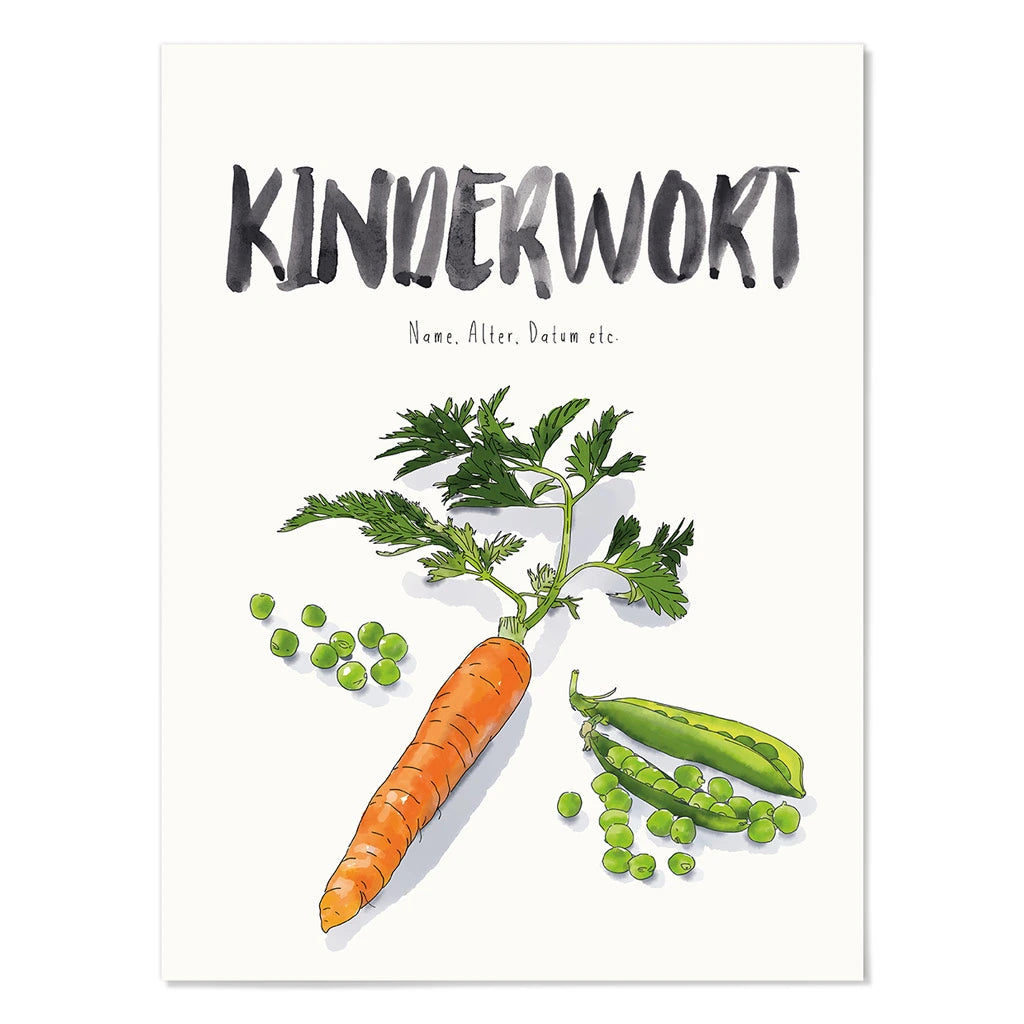 Kindermundposter Erbsen und Möhre – personalisiertes Poster mit Kinderwort für Eltern