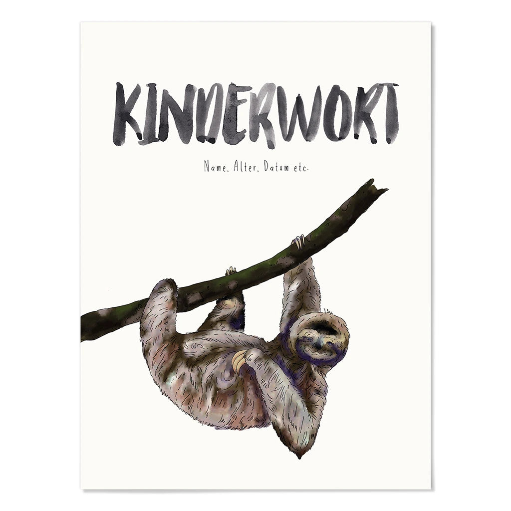 Kindermundposter Faultier – personalisiertes Poster mit Kinderwort für Eltern