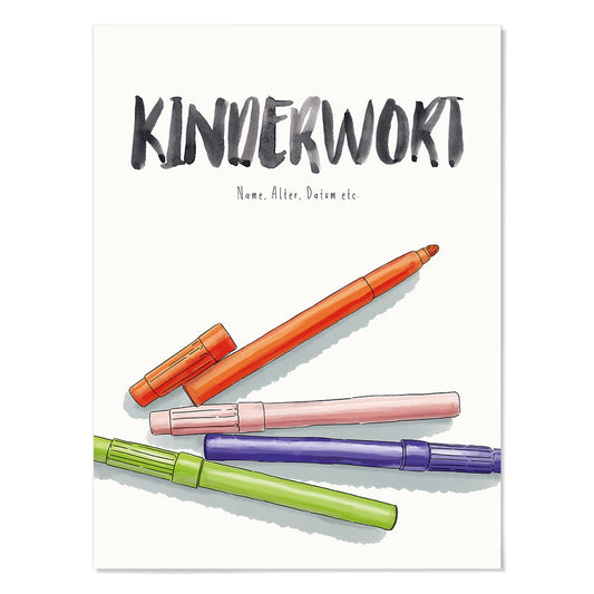 Kindermundposter Filzstifte – personalisiertes Poster mit Kinderwort für Eltern
