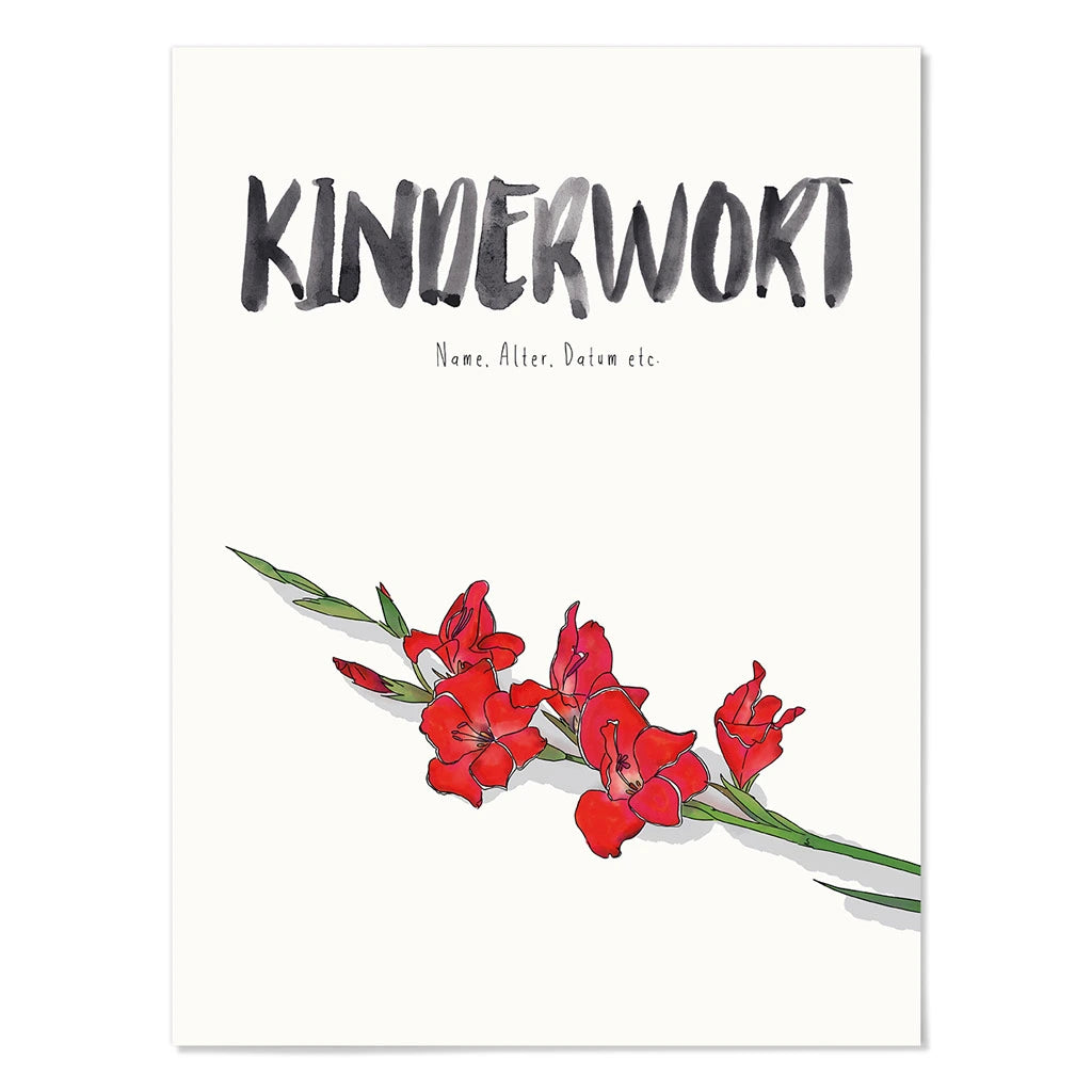 Kindermundposter Gladiole – personalisiertes Poster mit Kinderwort für Eltern
