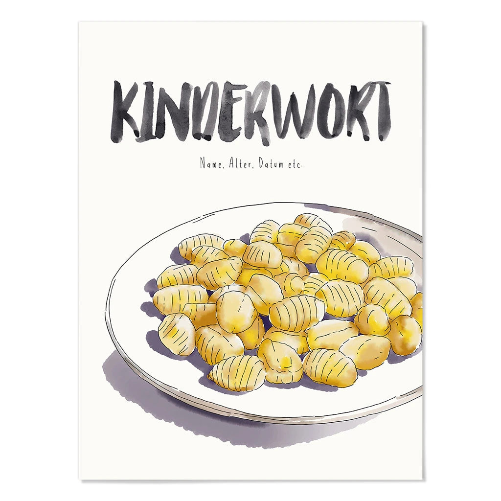Kindermundposter Gnocchi – personalisiertes Poster mit Kinderwort für Eltern

