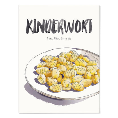 Kindermundposter Gnocchi – personalisiertes Poster mit Kinderwort für Eltern
