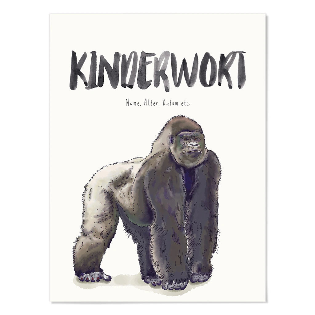 Kindermundposter Gorilla – personalisiertes Poster mit Kinderwort für Eltern