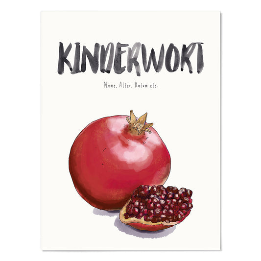 Kindermundposter Granatapfel – personalisiertes Poster mit Kinderwort für Eltern
