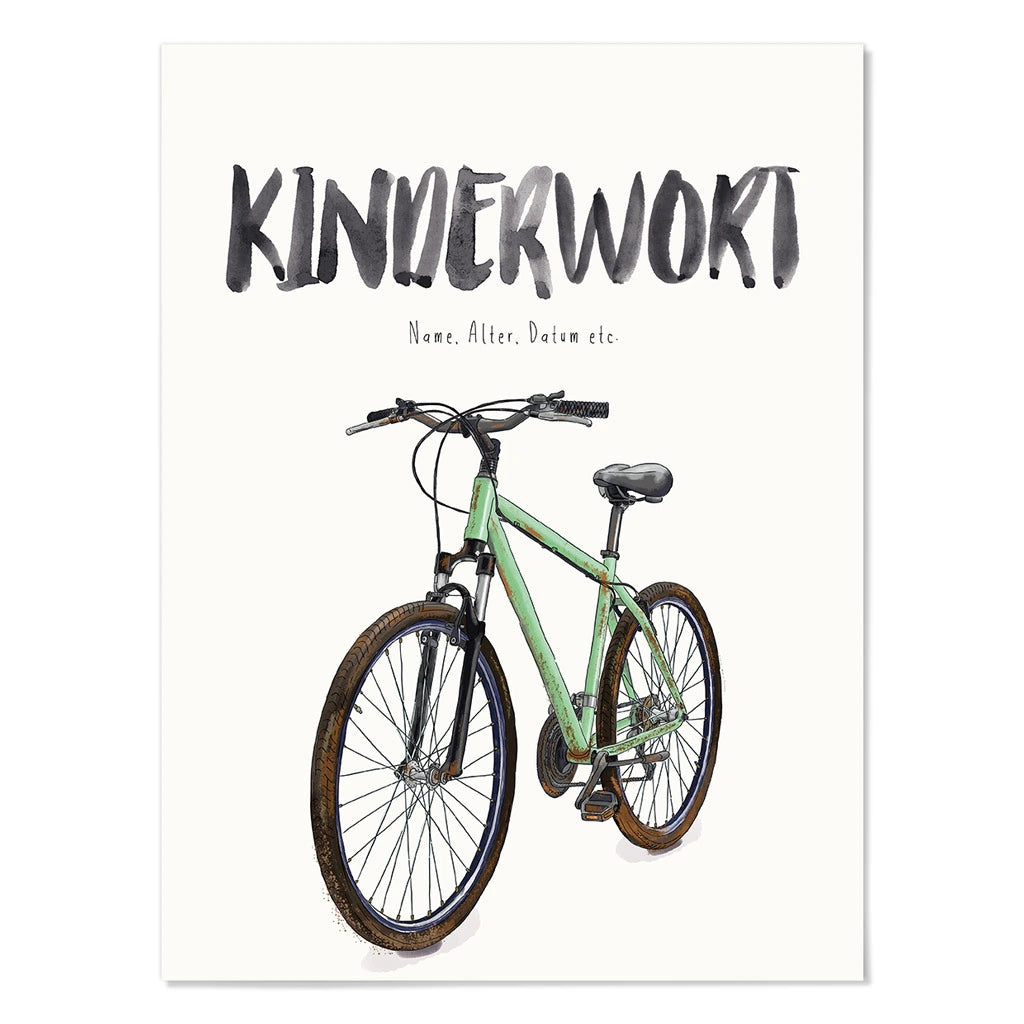 Kindermundposter Mountainbike – personalisiertes Poster mit Kinderwort für Eltern
