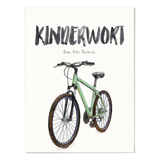 Kindermundposter Mountainbike – personalisiertes Poster mit Kinderwort für Eltern
