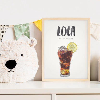 Kindermundposter Cola im Kinderzimmer – personalisiertes Poster als Dekoration und Geschenk