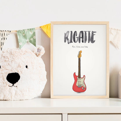 Kindermundposter E-Gitarre im Kinderzimmer – personalisiertes Poster als Dekoration und Geschenk
