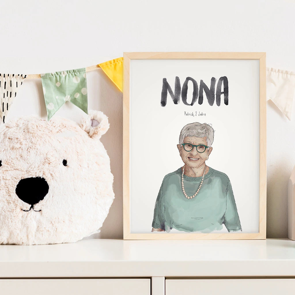 Kindermundposter Oma im Kinderzimmer – personalisiertes Poster als Dekoration und Geschenk
