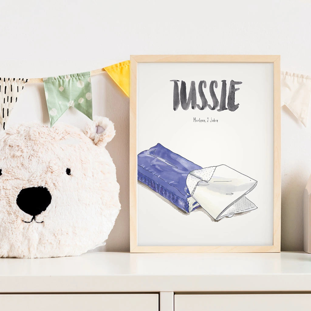 Kindermundposter Taschentuch im Kinderzimmer – personalisiertes Poster als Dekoration und Geschenk
