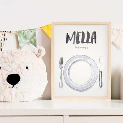 Kindermundposter Teller im Kinderzimmer – personalisiertes Poster als Dekoration und Geschenk
