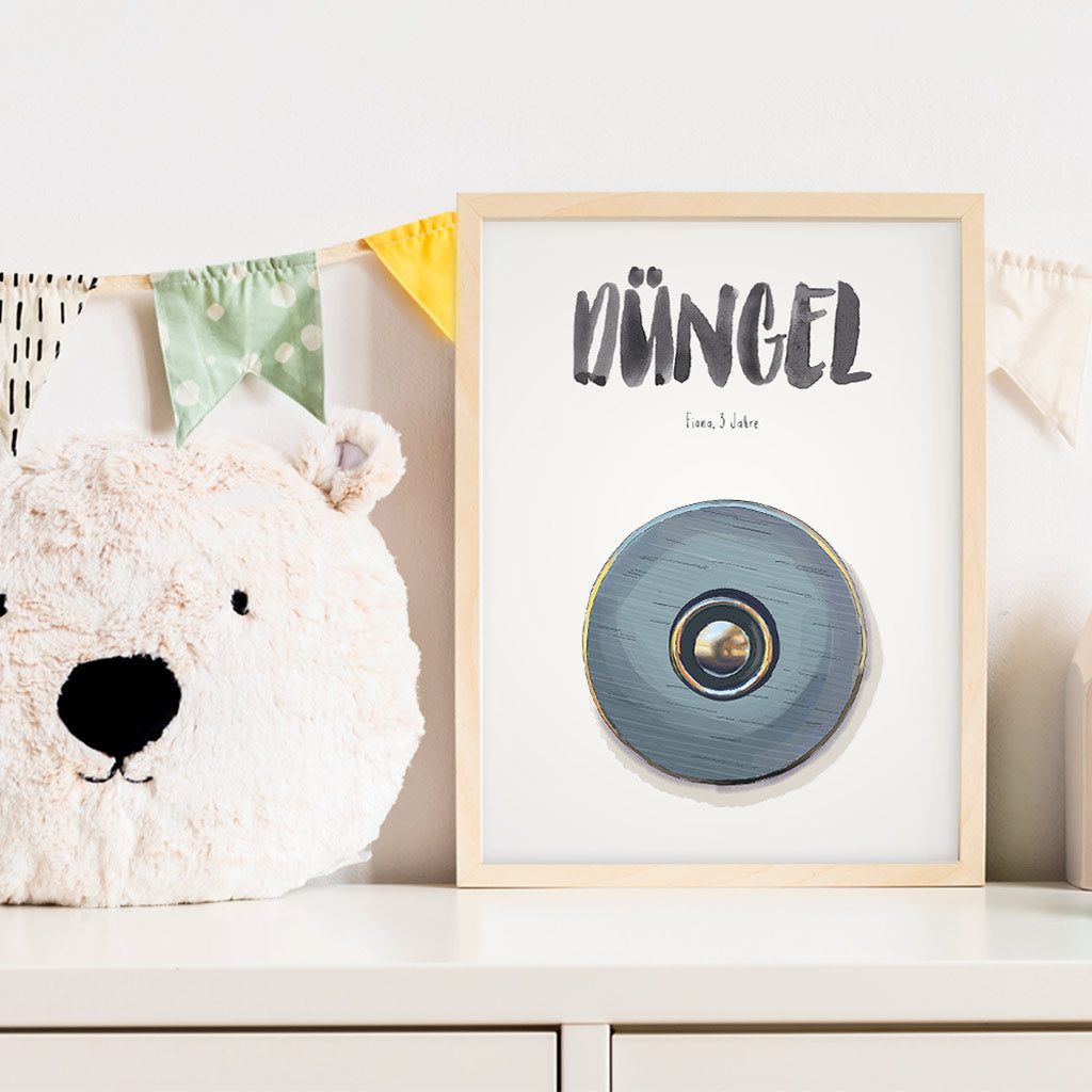 Kindermundposter Türklingel im Kinderzimmer – personalisiertes Poster als Dekoration und Geschenk