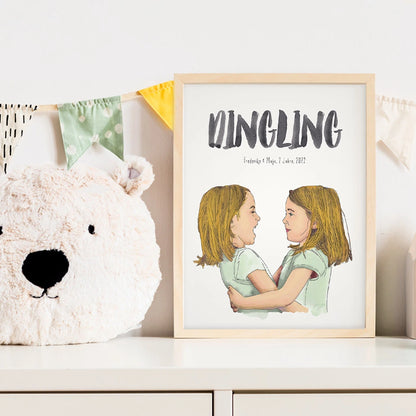 Kindermundposter - Motiv Zwillinge Schwestern Mädchen
